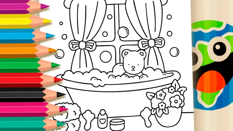 Ursinho Estilo Bobbie Goods na Banheira para Colorir Online