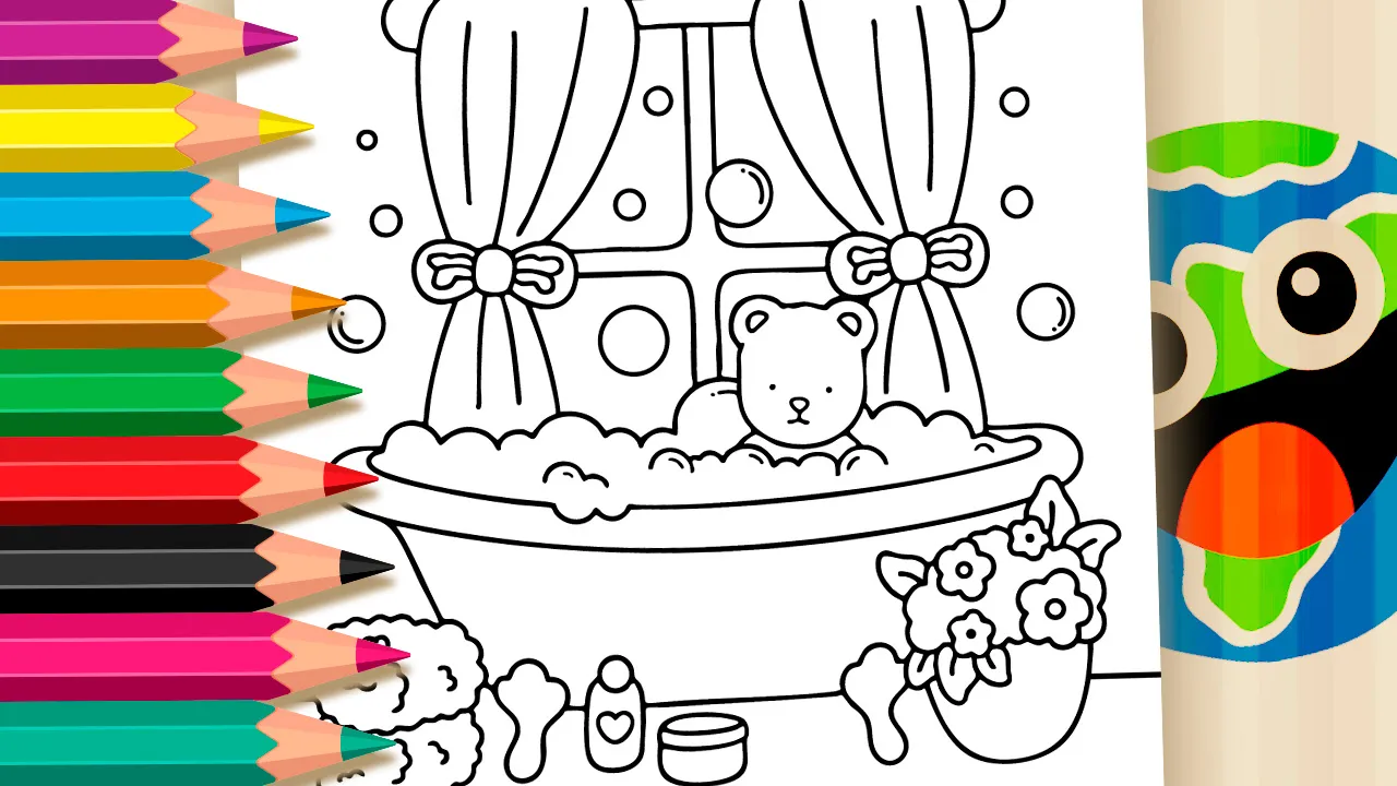 Ursinho Estilo Bobbie Goods na Banheira para Colorir Online