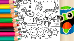 Desenho para colorir Desenho da Cozinha "Viro, Vira, Virou" para Colorir Online