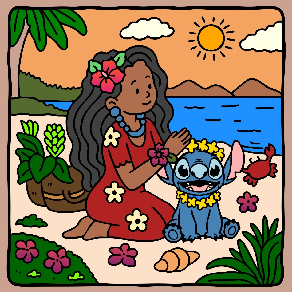 LILO NO POR DO SOL – Desenho Colorido Online para Pintar e Imprimir | Jogo de Colorir grátis no Mundo dos Jogos