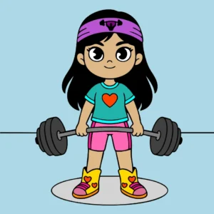 A menina levantando um peso