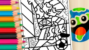 Desenho para colorir Desenho Futebol de Romero Britto para Colorir GRÁTIS ▷ Pinte no Celular