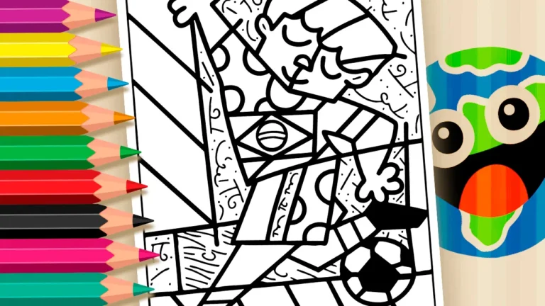 Desenho Futebol de Romero Britto para Colorir GRÁTIS ▷ Pinte no Celular