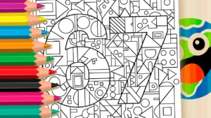 Número 67 para colorir GRÁTIS ▷ Pinte estilo mosaico