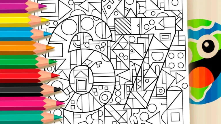 Número 67 para colorir GRÁTIS ▷ Pinte estilo mosaico