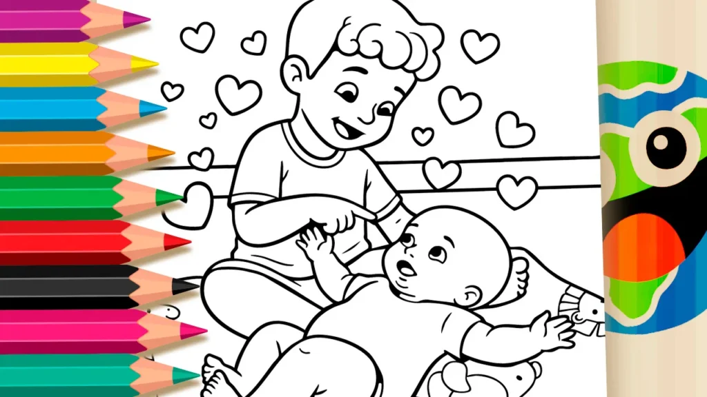 Desenho Amor de Irmãos GRÁTIS ▷ Pinte no Celular