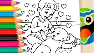 Desenho Amor de Irmãos GRÁTIS ▷ Pinte no Celular