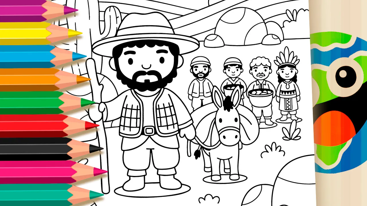 Bandeirantes e o Sertão para Colorir GRÁTIS ▷ Pinte!