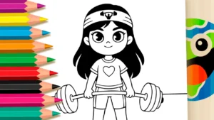 Desenho para colorir Boiadeirinha na Musculação GRÁTIS ▷ Pinte Online