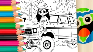 Boiadeirinha e Monster Truck para Colorir GRÁTIS ▷ Pinte no Celular
