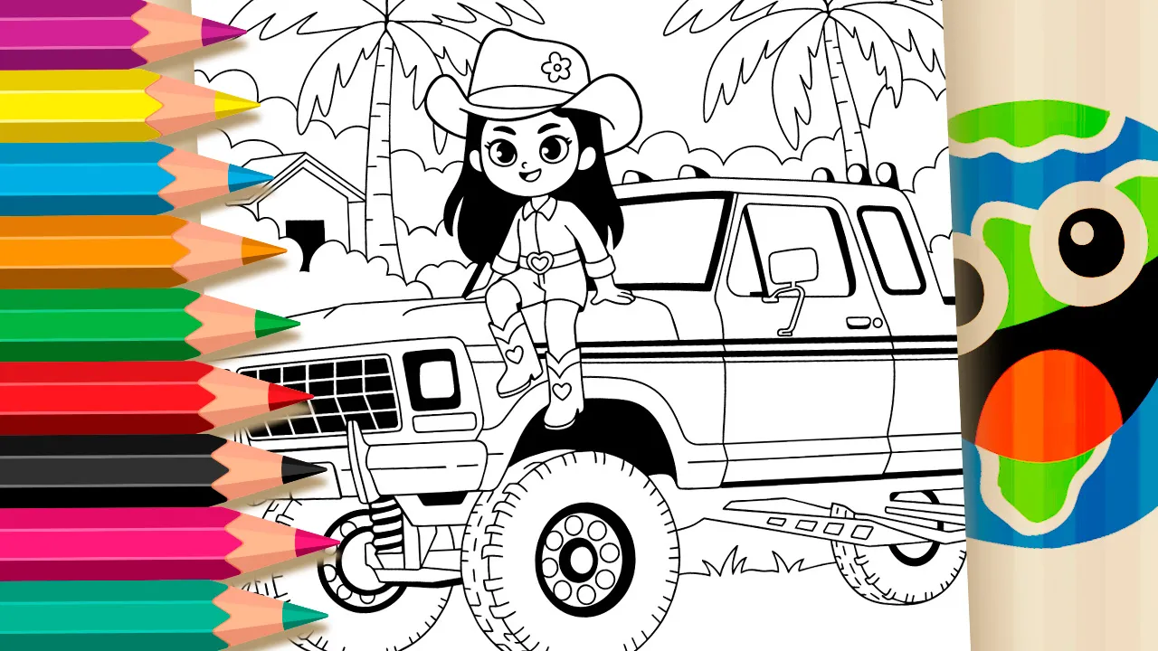 Boiadeirinha e Monster Truck para Colorir GRÁTIS ▷ Pinte no Celular