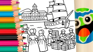 Desenho para colorir Chegada da Família Real para Colorir GRÁTIS ▷ Pinte!