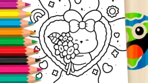 Coelhinha com Flores para Colorir GRÁTIS ▷ Pinte no Celular