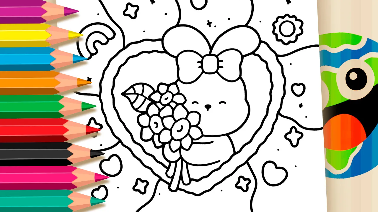 Coelhinha com Flores para Colorir GRÁTIS ▷ Pinte no Celular