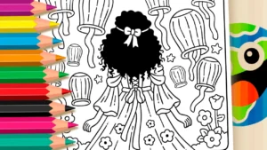 Desenho para colorir Garota com Lanternas GRÁTIS ▷ Pinte Online