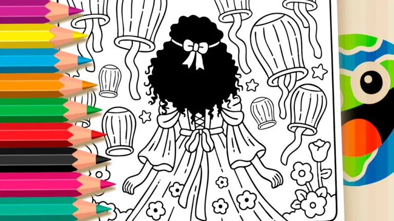 Garota com Lanternas GRÁTIS ▷ Pinte Online