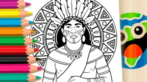 Desenho para colorir Guerreiro Indígena GRÁTIS ▷ Pinte no Celular
