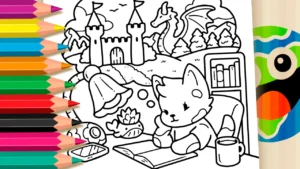 Raposinha Lendo para Colorir GRÁTIS ▷ Pinte no Celular