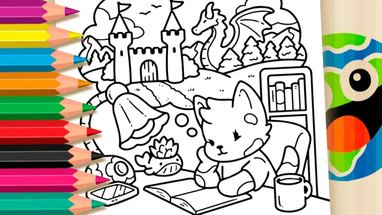 Raposinha Lendo para Colorir GRÁTIS ▷ Pinte no Celular