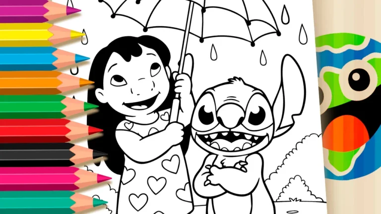 Lilo e Stitch na Chuva GRÁTIS ▷ Pinte no Celular