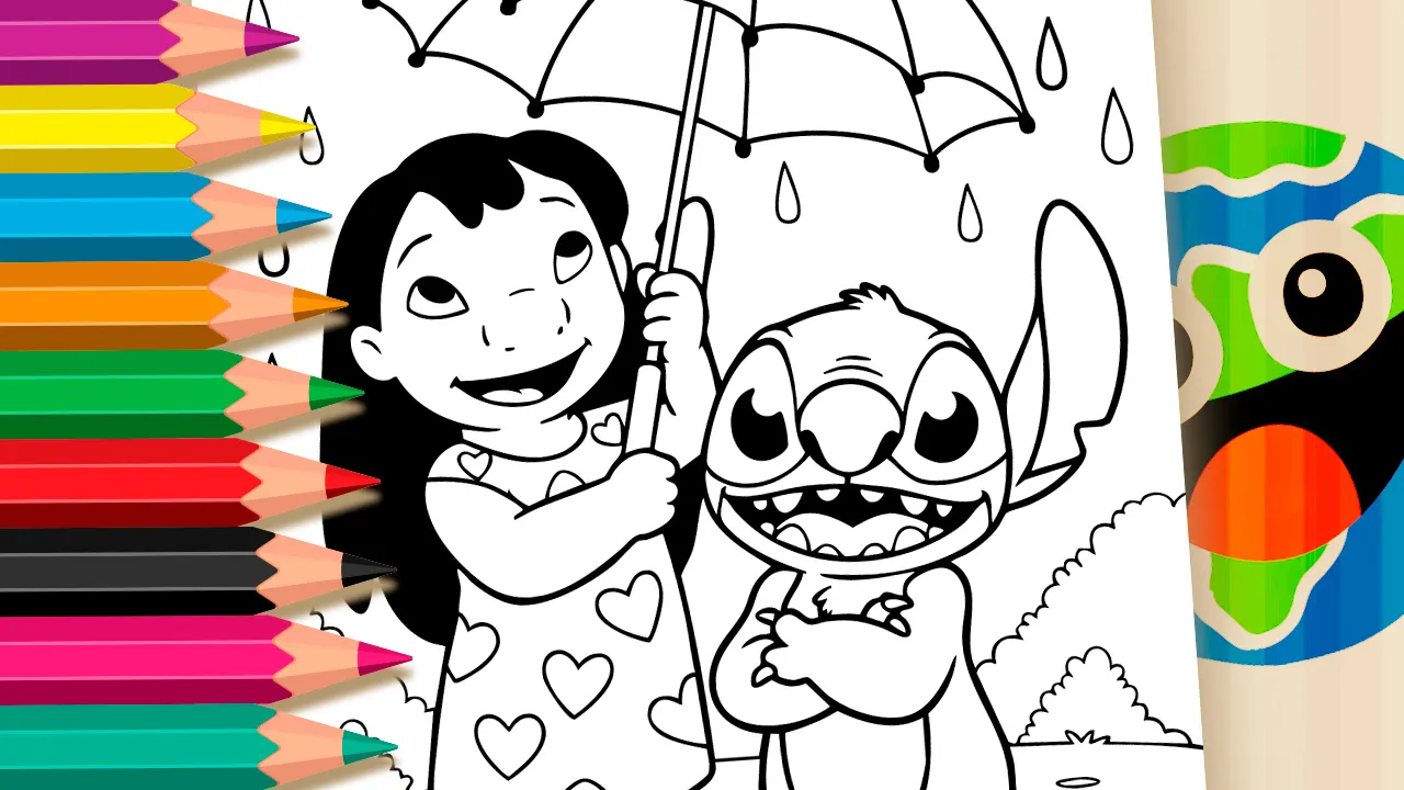 Lilo e Stitch na Chuva GRÁTIS ▷ Pinte no Celular