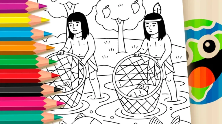 Pesca Indígena para Colorir GRÁTIS ▷ Pinte Agora!