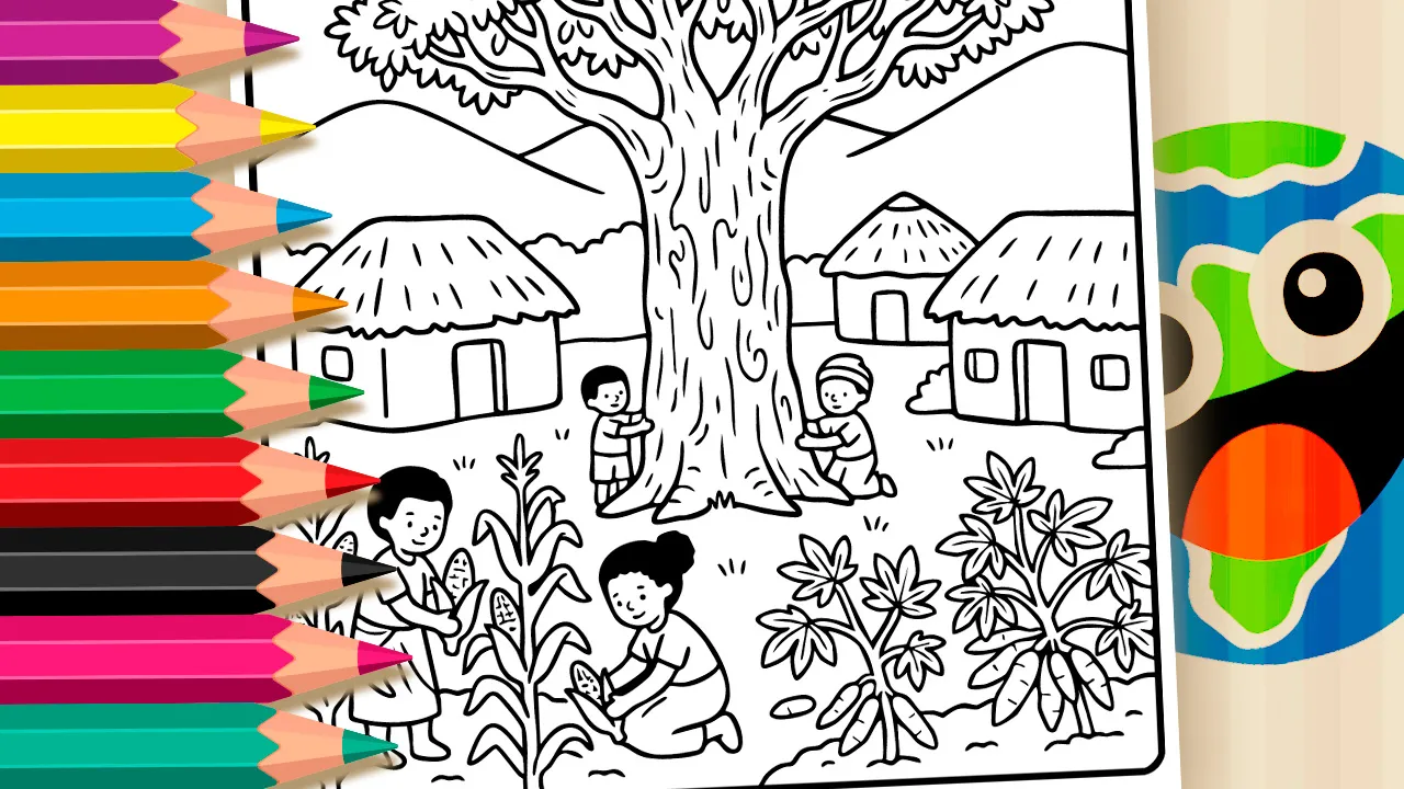 Quilombo de Palmares para Colorir GRÁTIS ▷ Pinte Já!