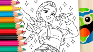Desenho para colorir Rumi Guerreiras K-pop GRÁTIS ▷ Pinte no Celular
