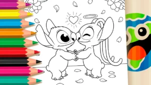 Desenho para colorir Stitch e Angel para Colorir GRÁTIS ▷ Pinte Agora