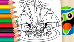 Desenho para colorir Vida na Aldeia Indígena para Colorir GRÁTIS ▷ Pinte Agora!