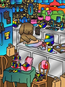 minha mãe fazendo bolinhos