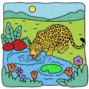 Onça colorida de glitter 🪩🪩❤