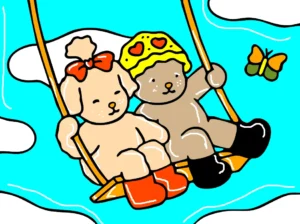 amigos no balanço