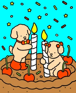 cachorrinhos no bolo
