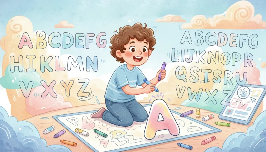 Colorir o Alfabeto Online: Desenhos Gratuitos de A a Z para Imprimir e Pintar