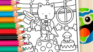 Desenho Gatinho Estilo Bobbie Goods no Circo GRÁTIS ▷ Pinte Online
