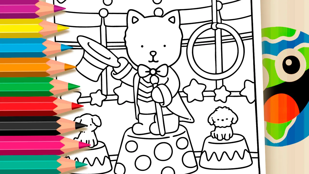 Desenho Gatinho Estilo Bobbie Goods no Circo GRÁTIS ▷ Pinte Online