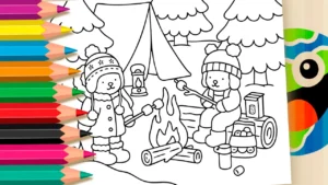Acampamento de Inverno Estilo Bobbie Goods para Colorir ▷ Pinte no Celular