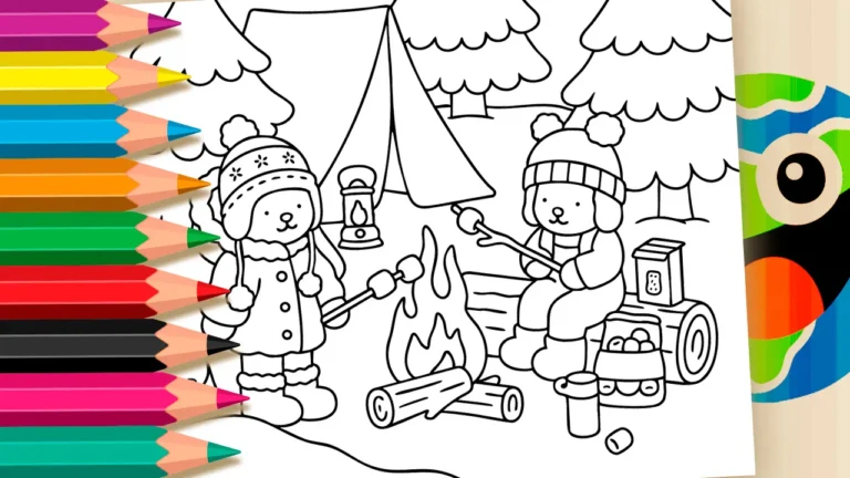 Acampamento de Inverno Estilo Bobbie Goods para Colorir ▷ Pinte no Celular