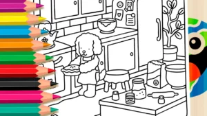 Desenho para colorir Desenho Cachorrinho Estilo Bobbie Goods Fazendo Torta GRÁTIS ▷ Pinte Agora