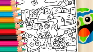 Desenho para colorir Dia na Fazenda com Boiadeirinha para Colorir GRÁTIS ▷ Pinte no Celular