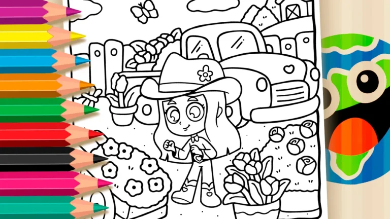 Dia na Fazenda com Boiadeirinha para Colorir GRÁTIS ▷ Pinte no Celular