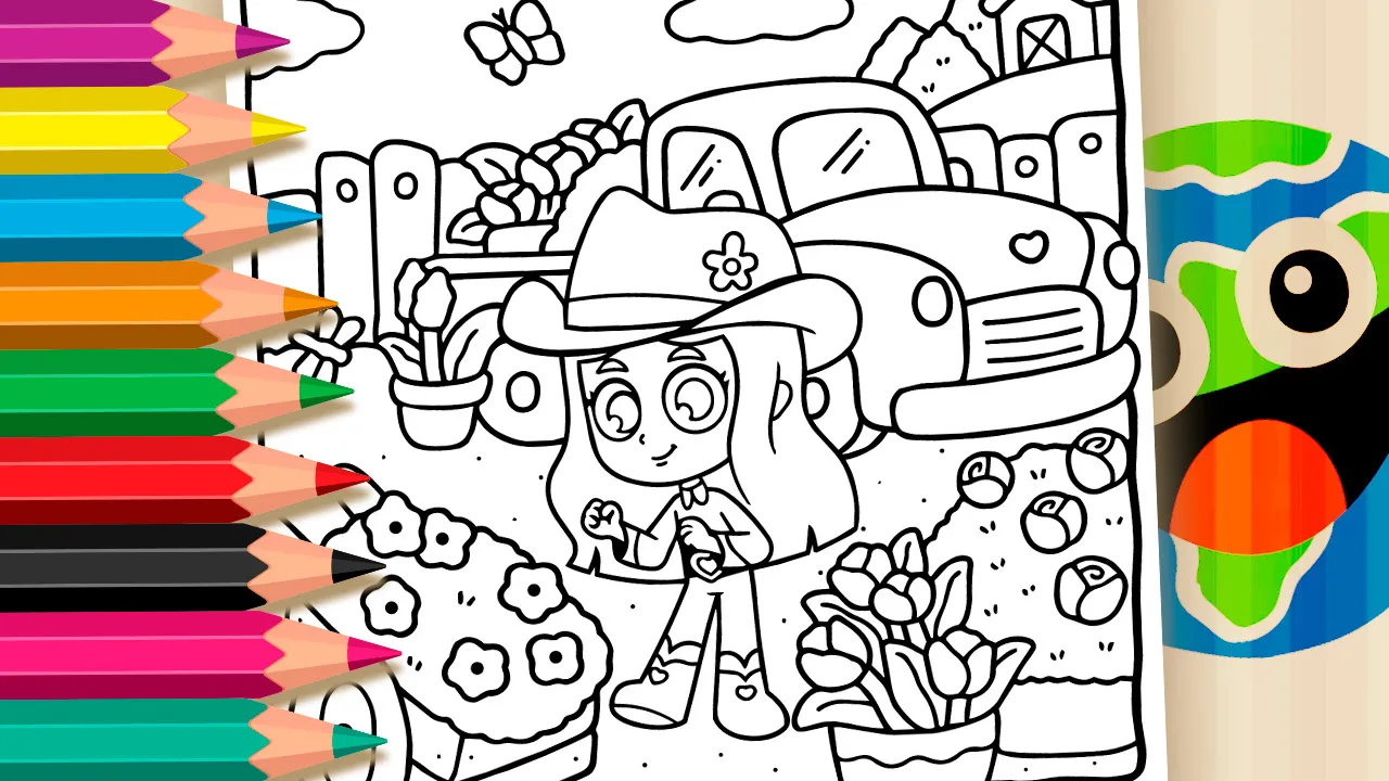 Dia na Fazenda com Boiadeirinha para Colorir GRÁTIS ▷ Pinte no Celular