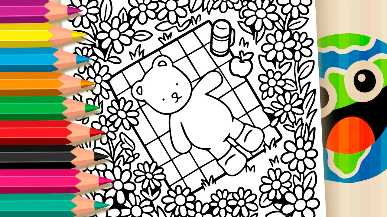 Urso Deitado no Jardim para Colorir GRÁTIS ▷ Pinte no Celular