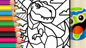 T-Rex Estilo Romero Britto para Colorir GRÁTIS ▷ Pinte Online Agora