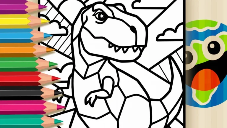 T-Rex Estilo Romero Britto para Colorir GRÁTIS ▷ Pinte Online Agora