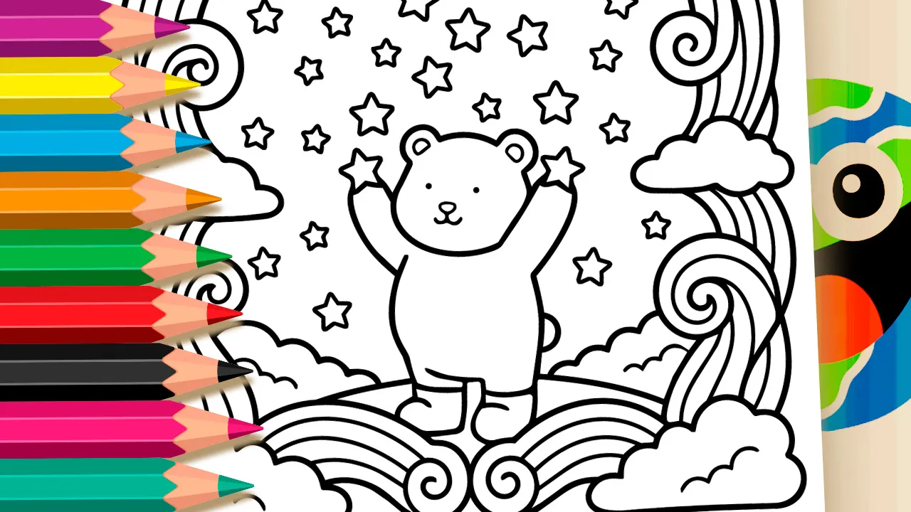 Ursinho Estilo Bobbie Goods com Estrelas para Colorir GRÁTIS ▷ No Celular