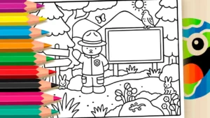 Desenho para colorir Desenho Expedição na Floresta GRÁTIS ▷ Pinte no celular