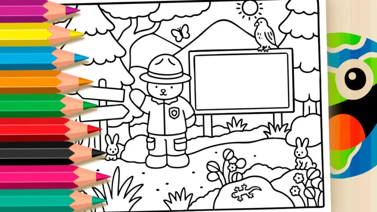 Desenho Expedição na Floresta GRÁTIS ▷ Pinte no celular