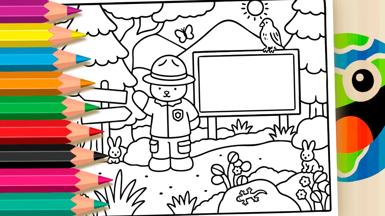 Desenho Expedição na Floresta GRÁTIS ▷ Pinte no celular